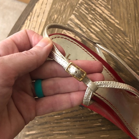 Lauren Ralph Lauren Berdy Red & Gold Open Toe Patent Leather Wedge Sandal Sz 9 - Picture 4 of 9